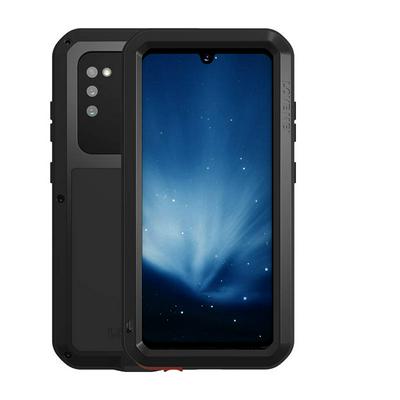 Love Mei Powerful Series Dust-Proof Shockproof Splash-Proof Silicone + Metal + Tempered Glass Support Wireless Charging Back Cover Case for Samsung Galaxy A41