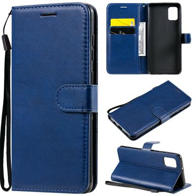 Solid Color Wrist Strap Style Shockproof Side Flip PU Leather + Soft TPU Card Slots with Stand and Magnetic Buckle Wallet Case for Samsung Galaxy A31