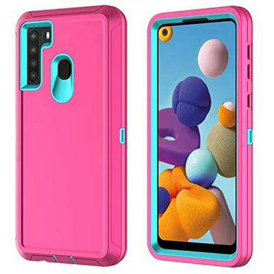 Shockproof 3 in 1 Detachable Hard Front PC Frame + Hard PC Inner + Soft TPU Back Hybrid Back Cover Protective Case for Samsung Galaxy A21