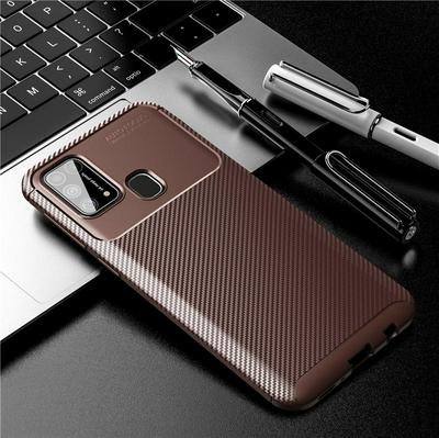 Beetle Carbon Fiber Texture Slightly Frosted Anti-Sweat Anti-Fingerprint Non-Slip Shockproof Heat Dissipation Soft TPU Back Cover Case for Samsung Galaxy M31