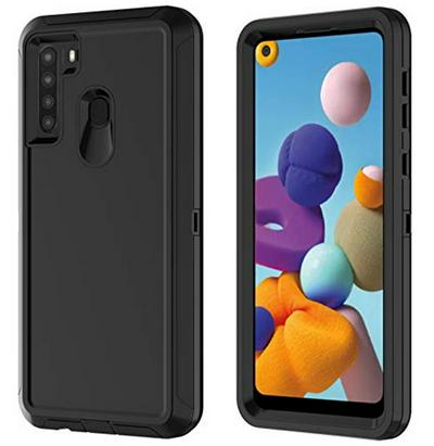 Shockproof 3 in 1 Detachable Hard Front PC Frame + Hard PC Inner + Soft TPU Back Hybrid Back Cover Protective Case for Samsung Galaxy A21
