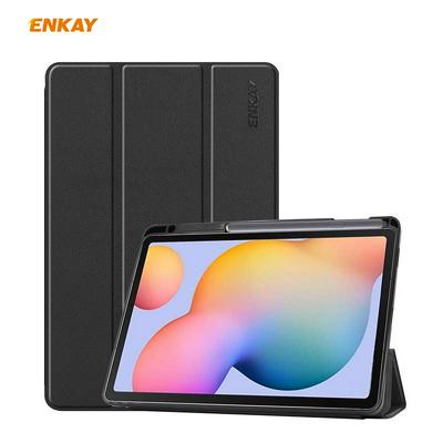 ENKAY ENK-8003 Advanced PU Tri-fold Custer Pattern + TPU Bottom Shell with Bracket and Pen Slot Intelligent Sleep Protection Cover for Samsung Galaxy Tab S6 Lite
