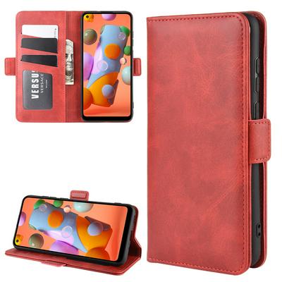 Retro Side Flip Shockproof Anti-Scratch PU Leather + Soft TPU Picture Frame Double Buckles with Stand and Card Slots Wallet Case for Samsung Galaxy A11 EU Version / Galaxy M11