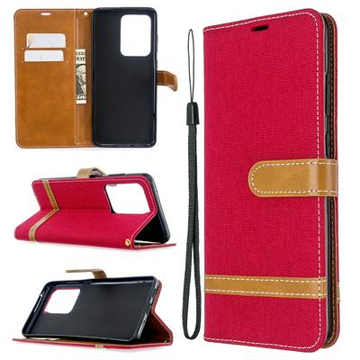 Stitching Color Wrist Strap Style Anti-Fall Side Flip PU Leather + Soft TPU Stand with Magnetic Buckle and Card Slots Wallet Case for Samsung Galaxy S20 Ultra