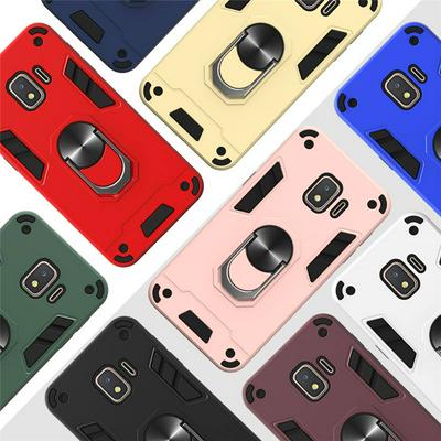 2 in 1 Shockproof Anti-Fingerprint Hard PC + Soft TPU with Ring Kickstand Back Cover Case for Samsung Galaxy J2 Core 2018