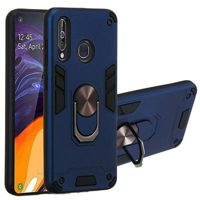2 in 1 Shockproof Anti-Fingerprint Hard PC + Soft TPU with Metal Magnetic Ring Bracket Back Cover Case for Samsung Galaxy A60