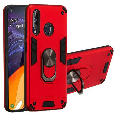 2 in 1 Shockproof Anti-Fingerprint Hard PC + Soft TPU with Metal Magnetic Ring Bracket Back Cover Case for Samsung Galaxy A60