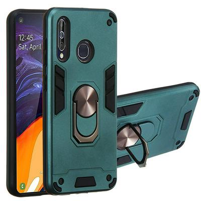 2 in 1 Shockproof Anti-Fingerprint Hard PC + Soft TPU with Metal Magnetic Ring Bracket Back Cover Case for Samsung Galaxy A60