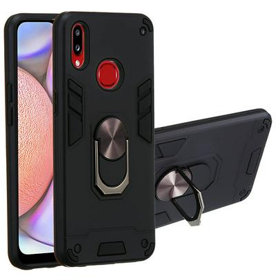 2 in 1 Shockproof Anti-Fingerprint Hard PC + Soft TPU with Metal Magnetic Ring Bracket Back Cover Case for Samsung Galaxy A10S