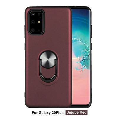 Solid Color Frosted 2 in 1 Detachable with 360 Degree Rotatable Magnetic Suction Ring Bracket Hard PC + Soft TPU Back Cover Case for Samsung Galaxy S20+