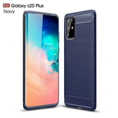 Carbon Fiber Pattern Brushed Shockproof Soft TPU Back Cover Case for Samsung Galaxy S20+
