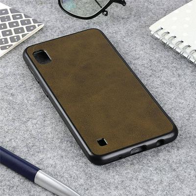 Leather-coated Phone Case for Samsung Galaxy A10, Calfskin Grain Shockproof Protective Case