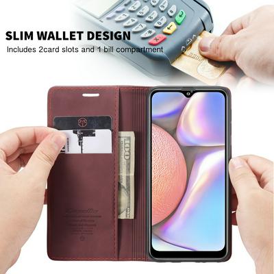 CaseMe 013 Series Card Holder Wallet with Stand Support and Magnetic Flip PU Leather + TPU Cover Case for Samsung Galaxy A10S