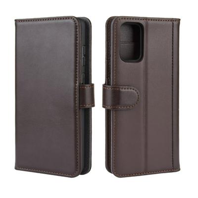 Side Flip Wallet Style Genuine Leather + Soft TPU Card Slots with Stand and Magnetic Buckle Case for Samsung Galaxy S20 plus