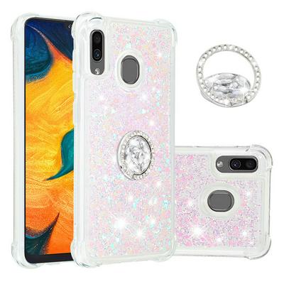 Wallet Phone Case for Samsung Galaxy A20, Anti-fall Soft TPU Phone Cover With Diamond Ring Buckle