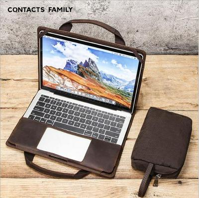 Crazy Horse Leather Sleeve Bag for Macbook Pro 13inch, Well Stitched Laptop Case for Working Outside