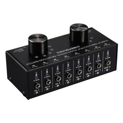 Two-way 0.35mm Audio Switch 6 Input 2 Output Composite Audio Selector Box 