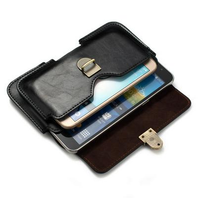 5.1-6.3 Inch Universal Waist Bag Waterproof  PU Leather Case Earphone Holder with Belt Clip for iPhone Samsung Cellphones 