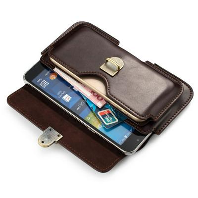 4.7-5.5 Inch Universal Waist Bag Waterproof  PU Leather Case Earphone Holder with Belt Clip for iPhone Samsung Cellphones 