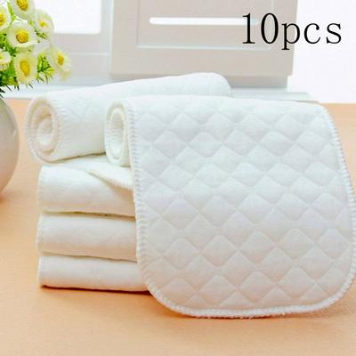 10 Pieces 3 Layers Reusable Fold-Free Ecological Cotton Baby Diaper Nappy Cloth