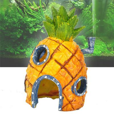 Cartoon Pineapple House Fish Tank Aquarium Home Aquarium Decorations Escape Hole Comic Underwater Decor