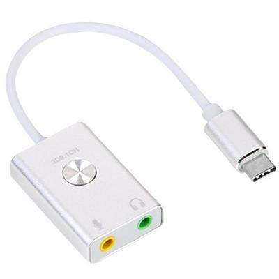 USB-C Type-C Externe Virtual HIFI 3D 9.1CH Geluidskaart Adapter voor Desktop Notebook PC met usb-poort