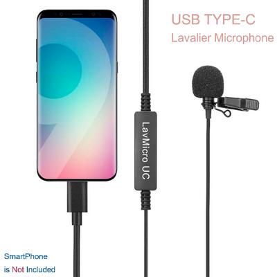 Type-C Lavalier Microphone, Saramonic LavMicro UC Clip-on Condenser Mic for Streaming, Interview, Video Conference, Podcast