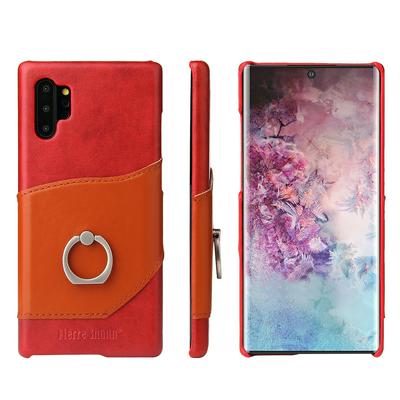 New PU Calf Leather Shell Samsung Note 10 Pro Phone Back Cover Shell Card Holder Wallet Bracket Phone Ring Holder for Samsung Note 10 Pro Leather Cover Case