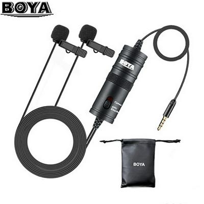 Dual Lavalier Microphone, BY-M1DM Universal Microphone with 6m Cable for Smartphones, DSLR Camears, Camcorders