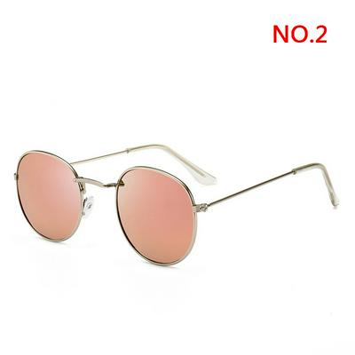 Fashionable Polarized Sunglasses Round Mirrored Lens Slim Frame for Women