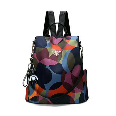 Women's Multicoloured Backpack Waterproof Oxford Cloth Rucksack Stylish Shoulder Bag