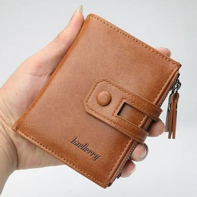Men's Multi-functional Wallet Leather Bifold Wallet with Card Slots, ID Window, Snap Closure 