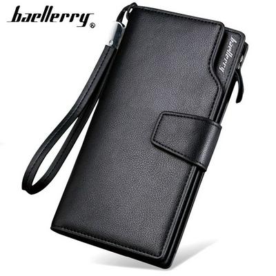 Long Wallets for Men, Leather Bifold Wallet with Zipper and Lanyard