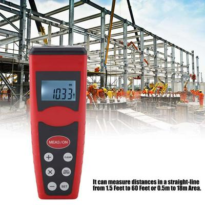 Laser Distance Meter, Measuring Range 0.5m-18m, Backlit LCD, Model CP-3000