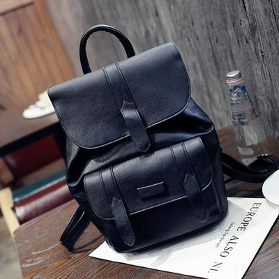 Women's PU Leather Pure Colored Matte Backpack Handbag Shoulder Bag