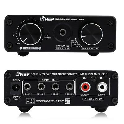 A926 HIFI Karaoke Dynamic Microphone Audio Switcher 4-In 2-Out Audio Headphone Signal Amplifier Switch  