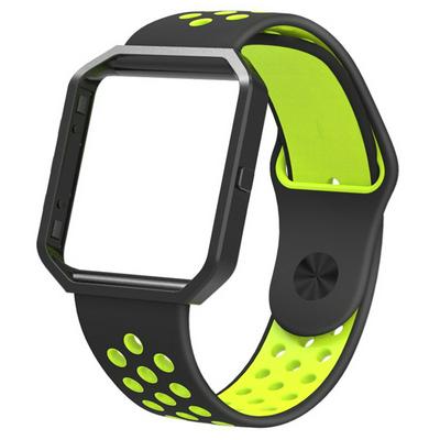 Fashionable Smart Watchband Slotted Silicone Strap and Metal Frame for Fitbit Blaze