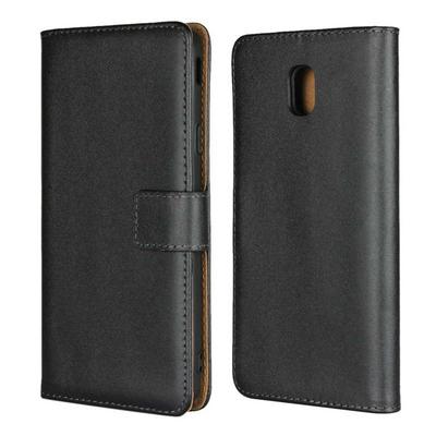 Solid Color Shockproof Side Flip Genuine Leather + Soft TPU Card Slots with Stand and Magnetic Buckle Wallet Protective Case for Samsung Galaxy J7 (2018)
