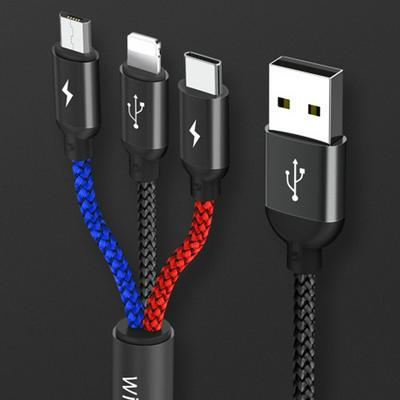 WIWU Mobile Phone Cable for iPhone XS X 8 7 Fast Charging 3 iWIWU YZ-102 3 in 1 Charging Cable Sturdy Braided Nylon Data Cable for Android-based and IOS-based Phonen 1 USB to Type C Date Cable for Xiaomi Android Mobile Phone Cables