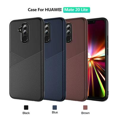 Soft Leather-like Phone Case Anti-scratch Non-slip TPU Cover Plain Protective Case in Business Style for Huawei Mate 20 Lite / Maimang 7