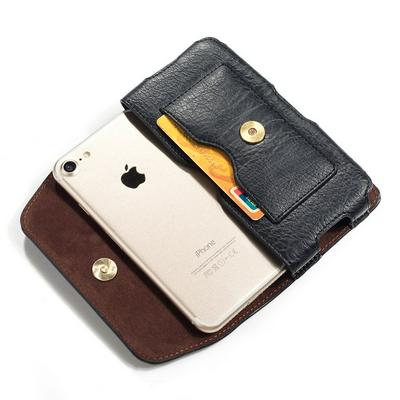 4.7 Inch Universal Phone PU Leather Case with Card Slot and Double Waist Clip Strap Holder Horizontal Pouch