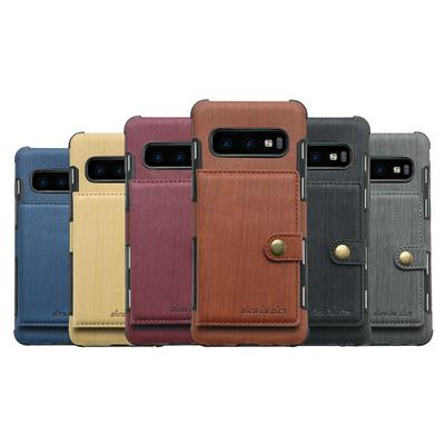 Brushed Shockproof PU Leather Coated Soft TPU with Card Slot Back Cover Protective Case for Samsung Galaxy S10 Lite