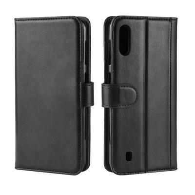 Litchi Pattern Shockproof Anti-Scratch Side Flip Genuine Leather + Soft TPU Card Slots with Stand and Magnetic Buckle Wallet Case for Samsung Galaxy M10