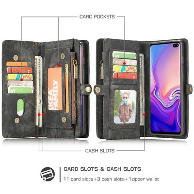 CaseMe 008Sries Card Holder Wallet Style Picture Frame with Stand and Magnetic Flip Detachable PU Leather + PC Cover Case for Samsung Galaxy S10+ / S10 Plus