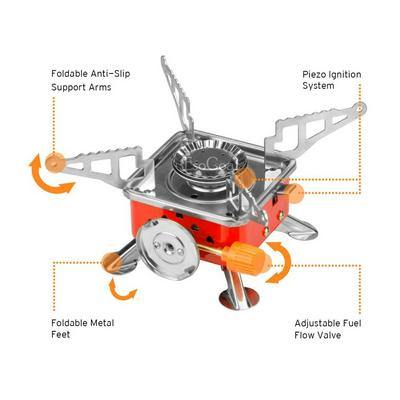Folding Stainless Steel Furnace Portable Burner Square Shape Outdoor Camping Picnic Cooker Gas Stove without Gas Tank