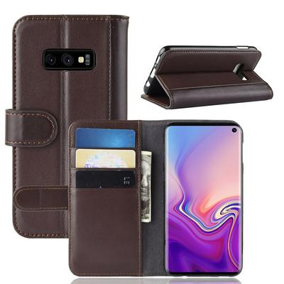 Side Flip Wallet Style Genuine Leather + Soft TPU Card Slots with Stand and Magnetic Buckle Case for Samsung Galaxy S10 Lite 