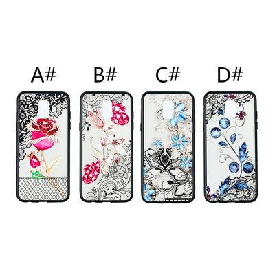 Diamond Studded 3D Colored Painting Lace Pattern TPU Back Cover Case for Samsung Galaxy A6 (2018)