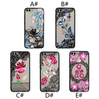 Diamond Studded 3D Colored Painting Lace Pattern TPU Back Cover Case for Huawei Honor 7A