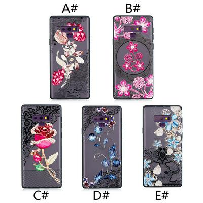 Diamond Studded 3D Colored Painting Lace Pattern TPU Back Cover Case for Samsung Galaxy Note 9