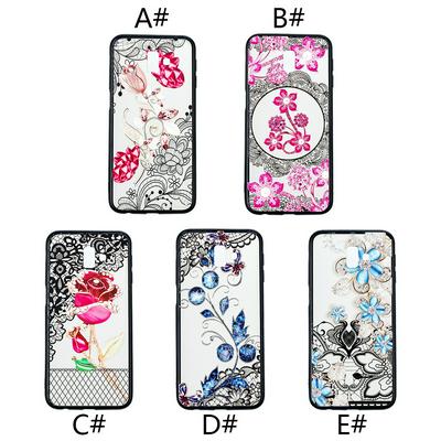 Diamond Studded 3D Colored Painting Lace Pattern TPU Back Cover Case for Samsung Galaxy J6+ / J6 Plus 2018